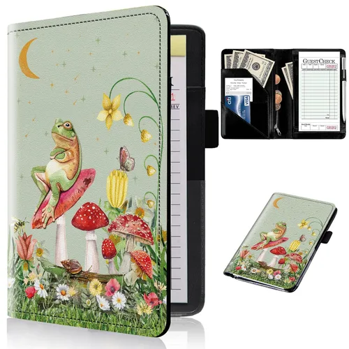 Miniatura 39 de Libros de servidor para camareras con bolsillo con cremallera – Libro de camarera gótico pastel con calavera de bruja, organizador de dinero
