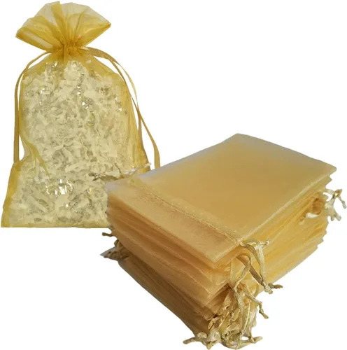 Miniatura 32 de Paquete de 50 bolsas de organza de regalo con cordón verde de 4 x 6 pulgadas para baby shower, Navidad, cumpleaños de bebé, recuerdo de fiesta