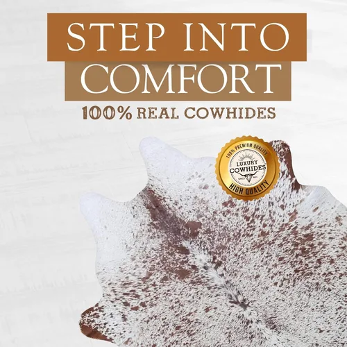 Miniatura 3 de Sunshine Cowhides Alfombra de piel de vaca 100% genuina, color marrón y blanco, alfombra de piel de animal de estilo moderno y alfombra para sala
