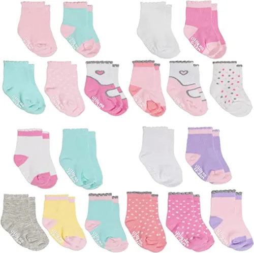 So'dorable Paquete de 20 calcetines para bebés recién nacidos y bebés, paquete de tamaños surtidos (0-12 meses y 12-24 meses), agarre