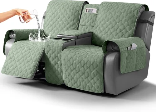 Miniatura 10 de TAOCOCO Funda para Sillón de Dos Plazas Reclinable 100% Impermeable con Consola Central, Funda de Sofá Reclinable Reversible para 2 Asientos