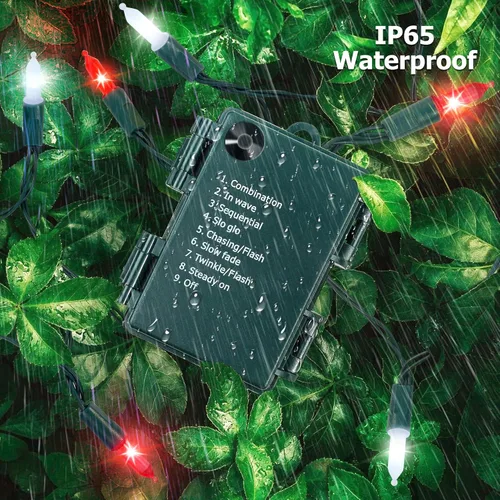 Miniatura 5 de RECESKY Paquete de 2 Luces de Cadena de Navidad con Temporizador Incorporado - Total 100 LED 36 pies Luces de Cadena de Hadas a Batería - Mini Rojo