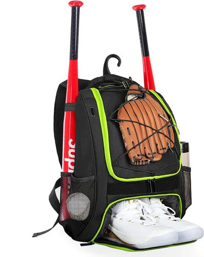 Miniatura 8 de Goloni Mochila de béisbol, bolsa de béisbol para adultos, bolsa de bate de sóftbol con compartimento para zapatos, compartimento principal grande
