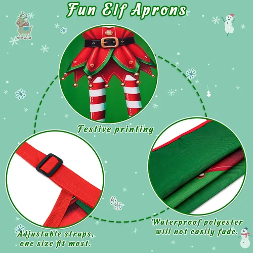 Miniatura 5 de 90shine 4 piezas de delantales de Navidad para mujeres: delantal de cocina para hornear y cocinar, accesorios de disfraz para adultos, decoraciones