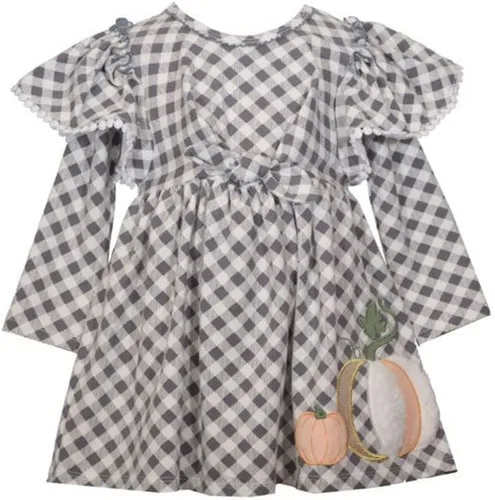 Miniatura 3 de Bonnie Jean Vestido de Acción de Gracias, vestido de calabaza a cuadros para bebés, niños pequeños y niñas pequeñas