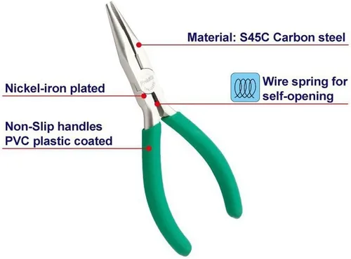 Miniatura 4 de ProsKit 1PK-036S - Alicates de punta larga con mango antideslizante, herramienta de corte de cable de 5.354 in