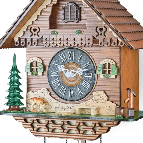Miniatura 7 de TIMEGEAR Reloj de pared de cuco con modo nocturno, movimiento de cuarzo y péndulo oscilante (La granja)
