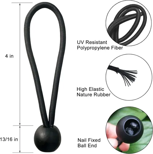 Miniatura 2 de Cordones elásticos de bola pequeños de 4 pulgadas con bolas de 0.8 pulgadas, 50