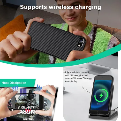 Miniatura 7 de ONES Funda delgada para iPhone SE3 SE2 SE / 8/7, patrón de fibra de carbono, funda protectora a prueba de golpes con diseño minimalista y prevención