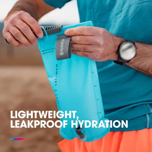 Miniatura 2 de HydraPak Velocity Depósito de hidratación (1.5L, 2L, 3L), cámara de agua ultraligera, válvula de mordida autosellante, a prueba de fugas, Malibú