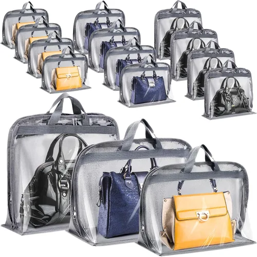 15 bolsas para el polvo para bolsos, organizador de almacenamiento de bolsos, 3 tamaños, organizador de bolsos transparentes para colgar bolsas con