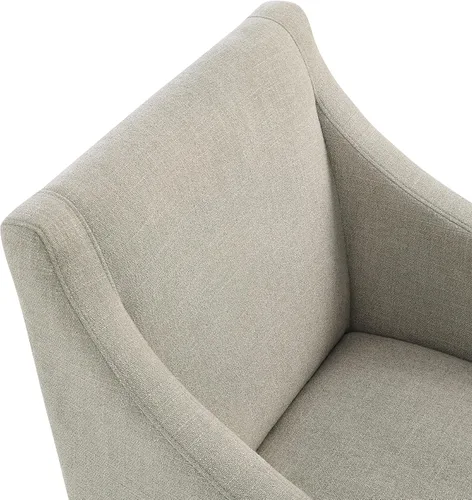 Miniatura 9 de Modway Alton Silla de comedor tapizada con brazos en lino natural – Silla de cocina acolchada moderna de mediados de siglo con patas de madera