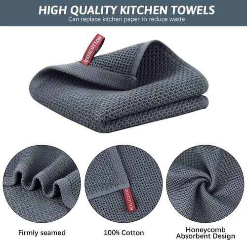 Miniatura 3 de Nialnant - Toalla de cocina 100% algodón, tejido gofre, suave, absorbente y de secado rápido, toallas para secar platos, trapos de limpieza - Multi