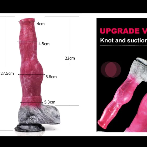 Miniatura 5 de Consolador de silicona artificial de gran tamaño para perro, lobo de silicona, nudo grande, multicolor (rosa+gris)