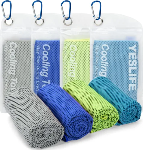 Miniatura 16 de YESLIFE Paquete de 4 toallas refrescantes de 40 x 12 pulgadas, toallas de gimnasio para hombres y mujeres, toallas de entrenamiento suaves y Azul