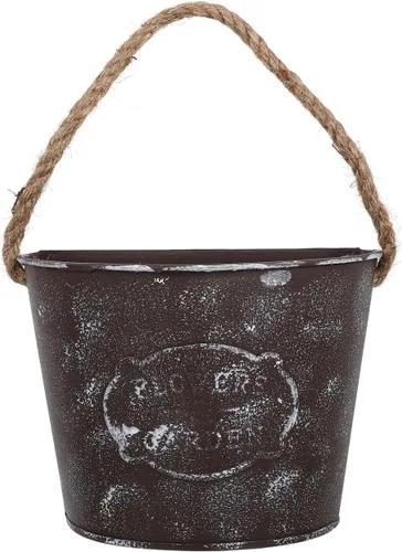 Abaodam Maceta colgante de pared de hierro rústico con cuerda duradera para interiores y exteriores, jardín, patio, decoración del hogar, 7.08 x