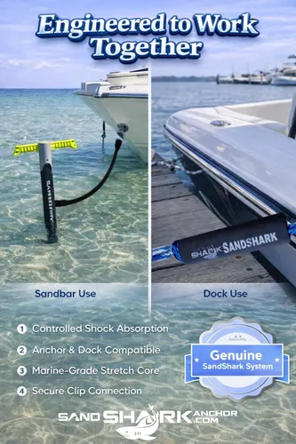 Miniatura 7 de SandShark Línea de muelle elástico de anclaje de alta calidad. Accesorios de barco Línea de anclaje que absorbe los golpes en anclajes y muelles
