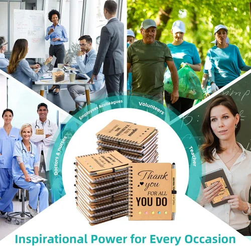 Miniatura 6 de 60 piezas/30 juegos de regalos de agradecimiento a los empleados a granel, cuadernos inspiradores en espiral con bolígrafos motivacionales, regalos