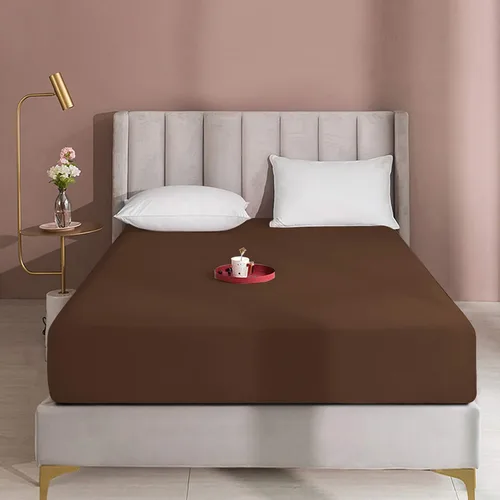 BEDSUM - Sábana bajera de microfibra con bolsillo profundo para colchón, resistente a las arrugas, la decoloración y las manchas Marrón
