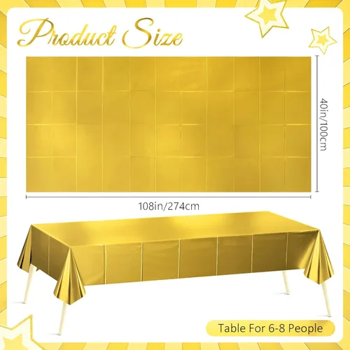 Miniatura 2 de Just Shimmer 2 Piezas de Mantel Metálico de Oro Brillante - Acabado Mate Impresionante, Duradero y Fácil de Limpiar - Perfecto para Decoraciones