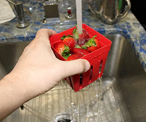 Miniatura 5 de Home & Style Recipiente de almacenamiento de productos con colador, enjuague, escurre y mantiene las frutas frescas, sin BPA, con tapa, ideal