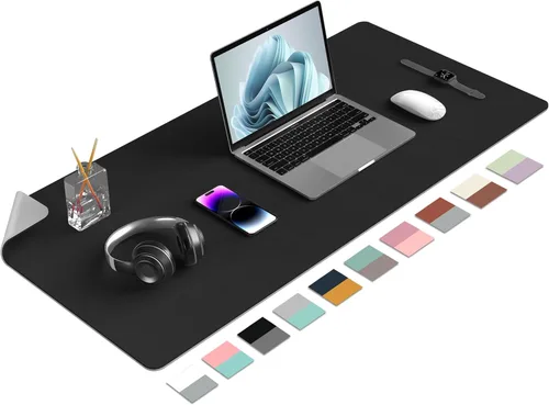 Miniatura 10 de Aothia Alfombrilla de escritorio de piel sintética de doble cara, antideslizante, grande, para mouse y escritorio para oficina, hogar, impermeable