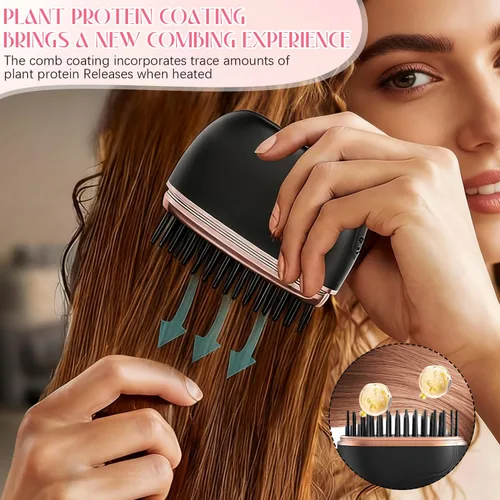 Miniatura 2 de Mini alisador de pelo, inalámbrico y recargable, portátil, con 3 ajustes de temperatura, peine caliente de calentamiento rápido y placas de carcasa