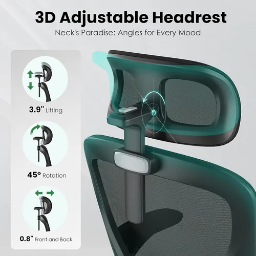 Miniatura 6 de Silla de oficina ergonómica negra y silla de escritorio de respaldo alto con soporte lumbar ajustable, cómodas sillas de juegos de computadora