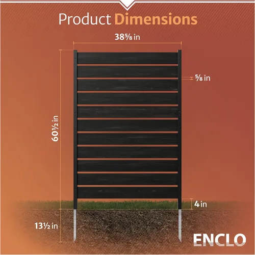 Miniatura 6 de Enclo Concord - Pantalla de privacidad de madera de carbón de 5 pies de alto x 3.2 pies de ancho (1 panel), ideal para ocultar botes de basura
