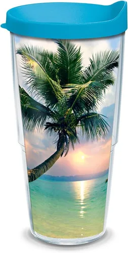 Tervis Vaso aislado de doble pared Sunset in Paradise hecho en Estados Unidos mantiene las bebidas frías y calientes, 24 onzas, clásico