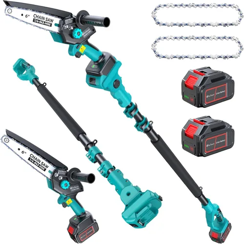 Miniatura 11 de Mini motosierra de 8 pulgadas con motor sin escobillas de 1000 W, 2 baterías recargables, motosierra pequeña de mano para cortar madera, regalos