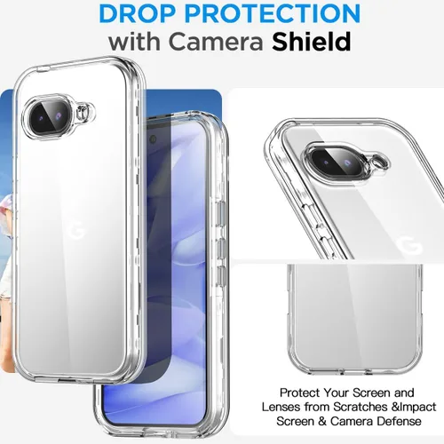 Miniatura 2 de AICase Funda transparente para Google Pixel 9a (6.3 pulgadas), resistente protección contra caídas, cuerpo completo, a prueba de golpes, a prueba