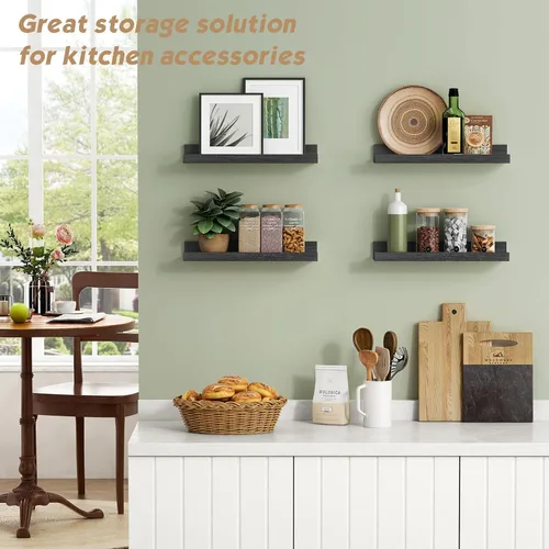 Miniatura 4 de Forbena Estante de repisa negra para fotos, estantes flotantes con borde para pared, estantes de pared pequeños para baño, dormitorio, cocina