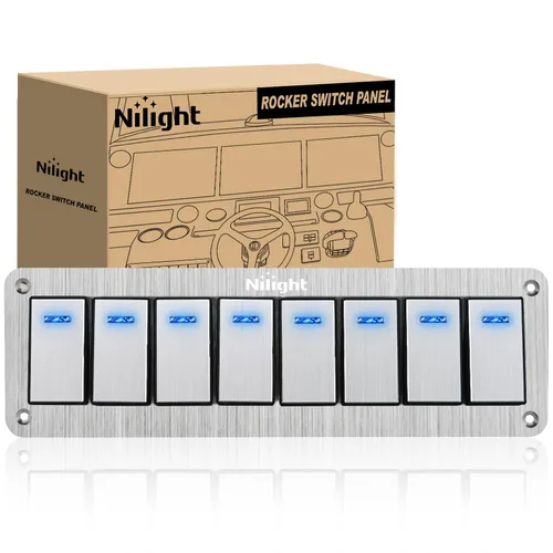 Miniatura 23 de Nilight Panel de interruptor basculante de 2 posiciones, 12V 24V DC, interruptores rojos, aluminio, 5 pines, ON OFF, precableado, impermeable