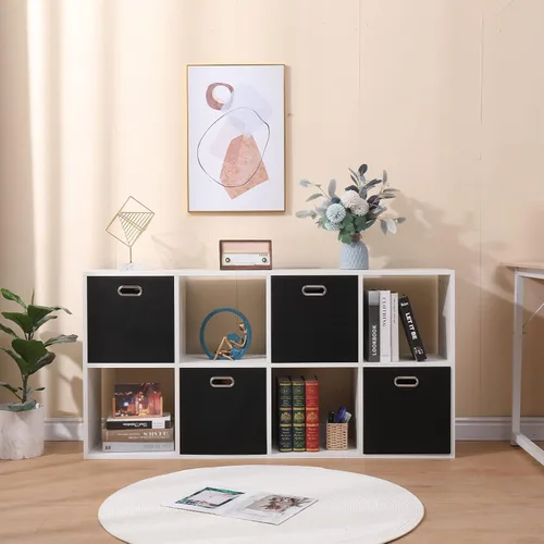 Miniatura 6 de Cesta de organización plegable de tela, caja plegable con asas, cubos de almacenamiento de 13 x 13 pulgadas, juego de 4, cestas de almacenamiento