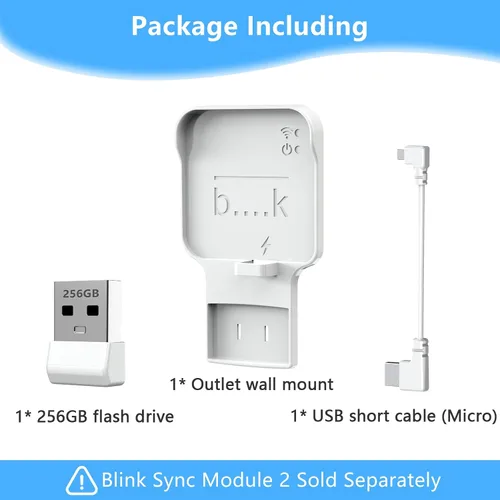 Miniatura 7 de Unidad flash USB Blink de 256 GB, con soporte de pared con toma de corriente para Blink Sync Module 2, almacenamiento USB Blink y soporte de cámara