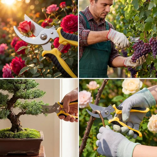 Miniatura 7 de Lothee 9 tijeras de jardín, podadoras de jardín, podadoras de derivación a granel, resistentes para jardinería, setos de plantas, tijeras de flores