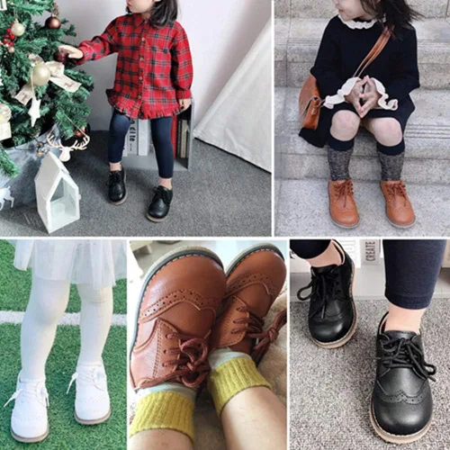 Miniatura 2 de Timatego Zapatos Oxford para niños y niñas, de piel sintética, con cordones, para la escuela, zapatos de vestir para bebés y niños pequeños