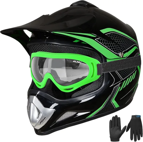 Miniatura 14 de ILM - Casco para niños o jóvenes para motocross o cuatrimoto o calle, de cara completa, para moto, incluye lentes y guantes, aprobado por el DOT