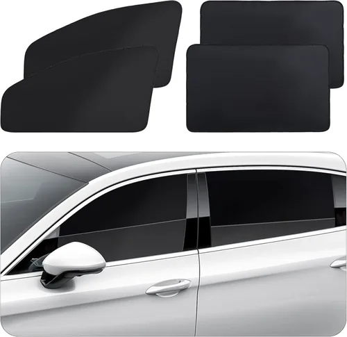 Miniatura 16 de ZATOOTO Cortinas para ventana de automóvil, 2 fundas de protección lateral de seda negra para la parte trasera, parasol magnético de privacidad que