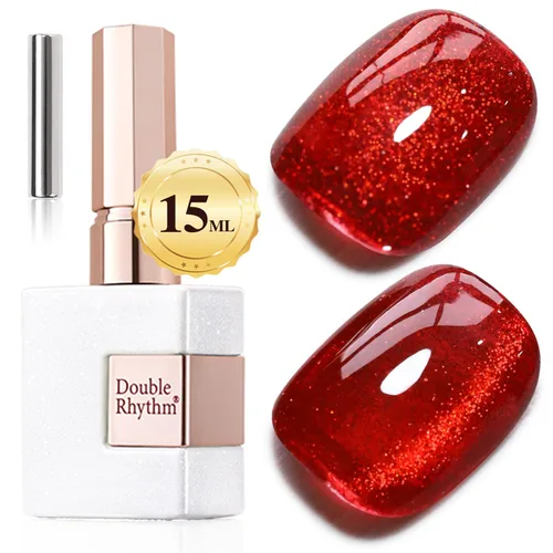 Miniatura 23 de Double Rhythm Esmalte de gel Jelly Glass de ojo de gato con imán, 0.5 onzas líquidas, brillo holográfico, brillante, translúcido