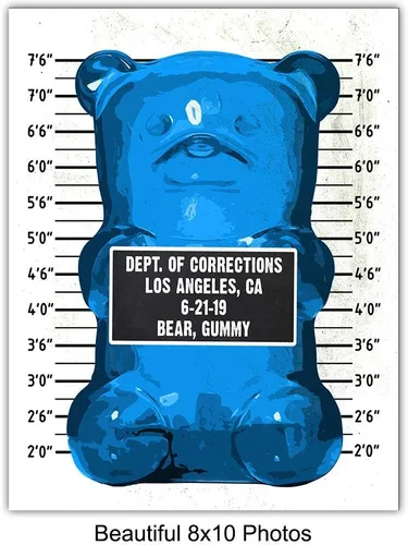 Miniatura 4 de Conjunto de Fotos Policiales de Ositos de Goma – Decoración de Habitación con Estética Contemporánea Divertida al Estilo Andy Warhol, Decoración