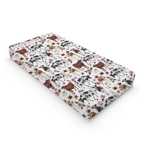 Miniatura 9 de Farm Cows - Funda para cambiador, diseño floral, bohemio, vacas, yak, ganado, flores, cambiador, para niños y niñas, animales de granja, suave