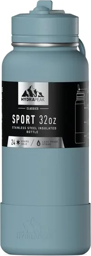 Miniatura 15 de Hydrapeak Botella de agua deportiva aislada de 32 onzas con tapa con popote, a prueba de fugas y derrames, mantiene las bebidas frías durante 24