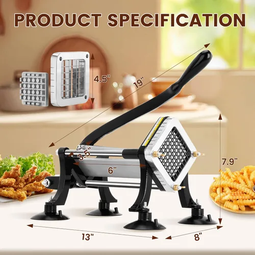Miniatura 8 de BIEAMA Cortador comercial de papas fritas con cuchillas de acero inoxidable de 1/4 ", 3/8", 1/2 ", cortador de papas fritas para papas y zanahorias