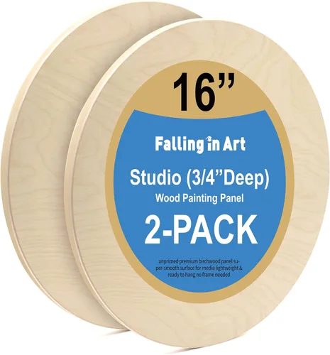 Miniatura 13 de Falling in Art Kit de paneles de lona de madera de abedul redondos sin terminar, 4 paquetes de 2 tamaños de 8 pies y 12 pies, 3/4 pulgadas