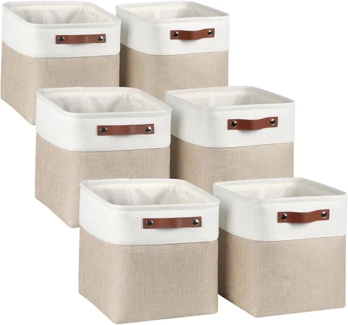 Cubos de almacenamiento de tela de 10.5 x 10.5 x 11 pulgadas, cubos de almacenamiento para organizadores de armario y estantes de almacenamiento,