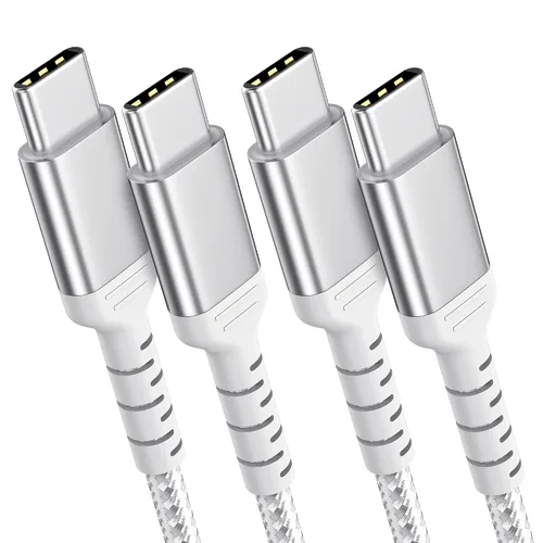 Miniatura 8 de 1.5 pies de cable de carga USB C, paquete de 2 cables trenzados USB C a USB C de 60W/3A, cable CarPlay USBC compatible con iPhone 15, Samsung Galaxy