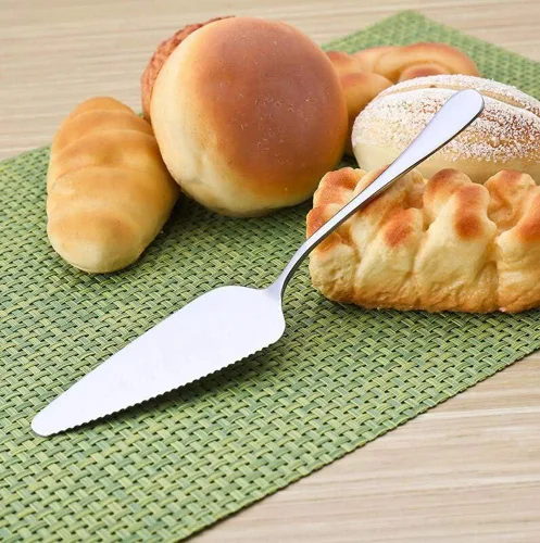 Miniatura 3 de Paquete de 6 moldes de acero inoxidable para tartas de pizza, servidor, pastel, pastel, pizza, pala, cortador (plata)
