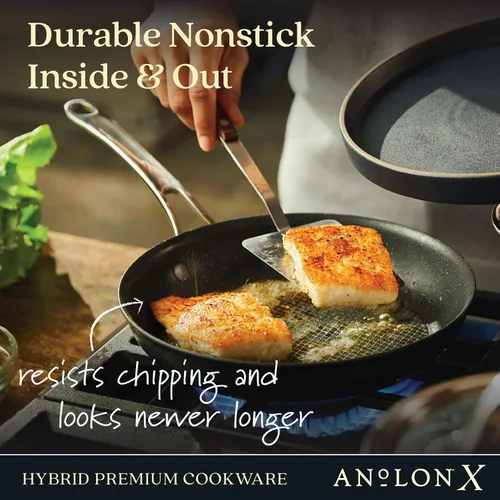 Miniatura 4 de Anolon X SearTech - Saucier antiadherente de aluminio con tapa, 2.5 cuartos de galón, gris súper oscuro